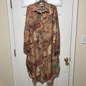 Easel Multicolor Paisley Long Sleeve Dress